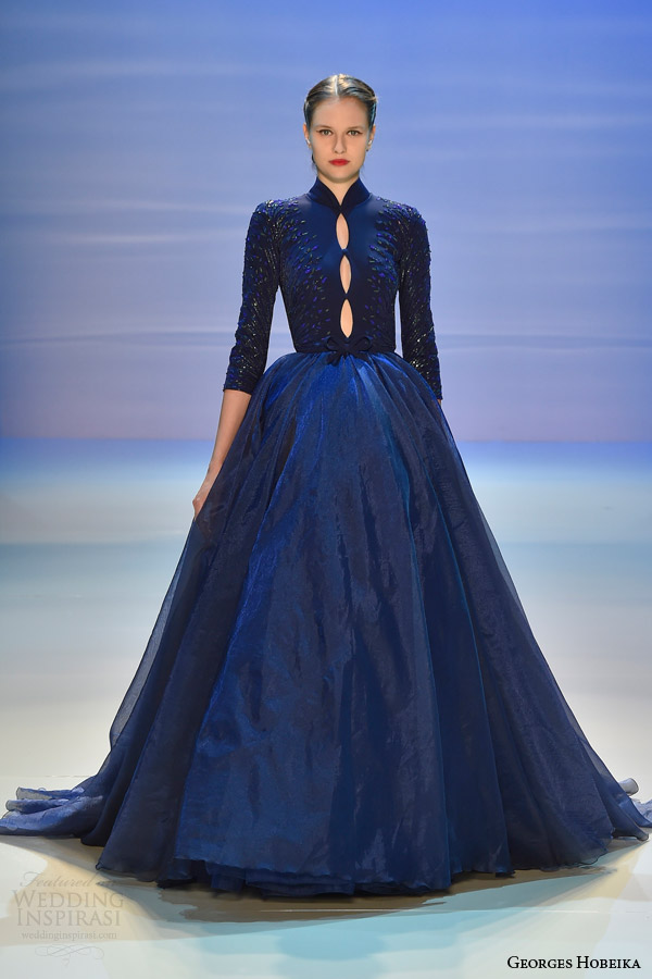 georges hobeika fall 2014 2015 couture wedding dress dark blue