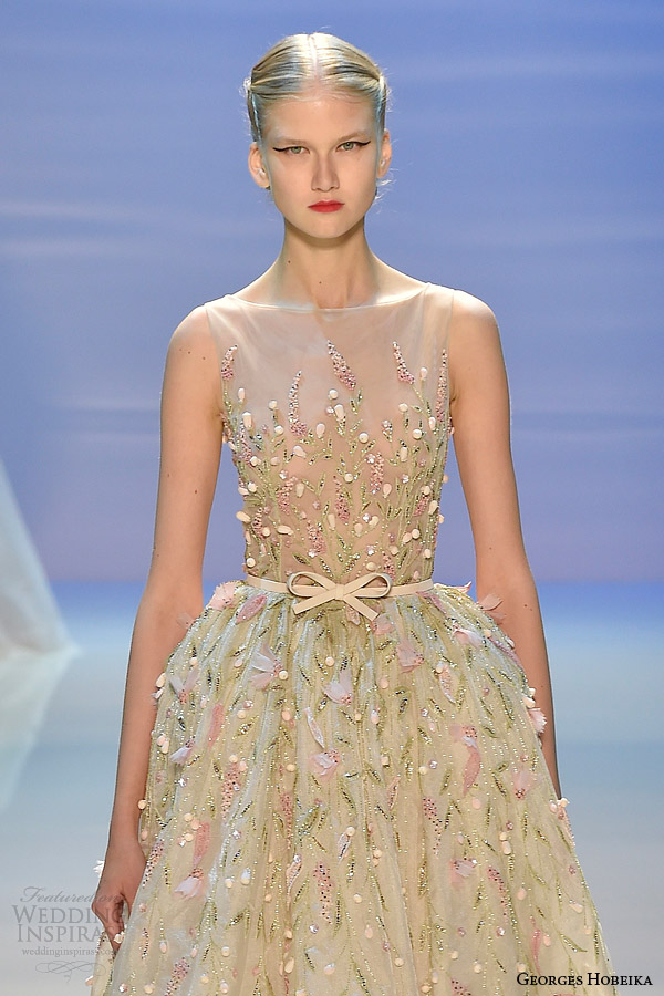 georges hobeika fall 2014 2015 couture wedding dress with beaded illusion neckline close up