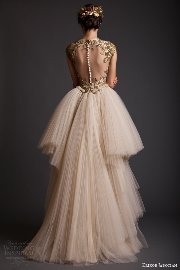 krikor jabotian akhtamar collection spring 2014 cap sleeve couture wedding dress back view portrait back illusion