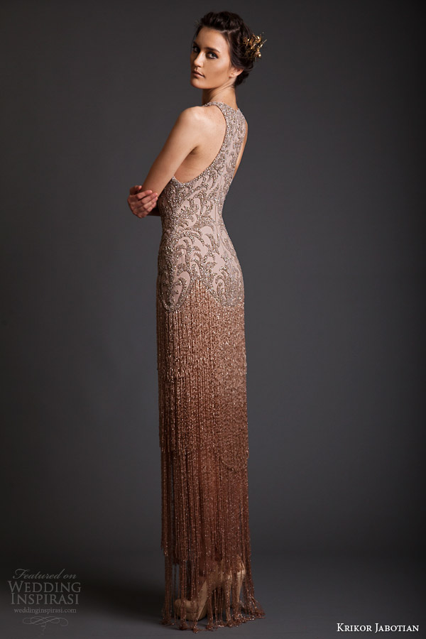 krikor jabotian spring 2014 couture sleeveless fringe dress racer back