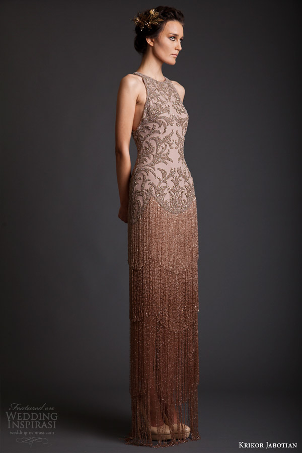 krikor jabotian spring 2014 couture sleeveless fringe dress