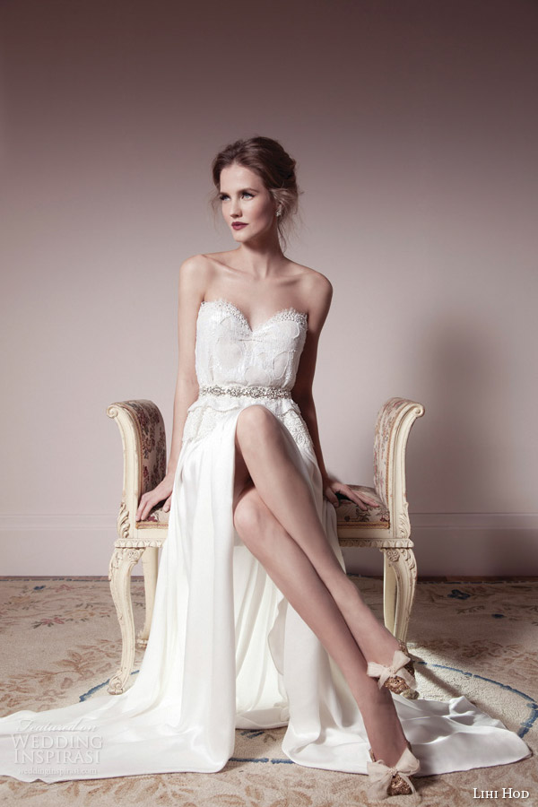 lihi hod bridal 2013 2014 strapless wedding dress slit