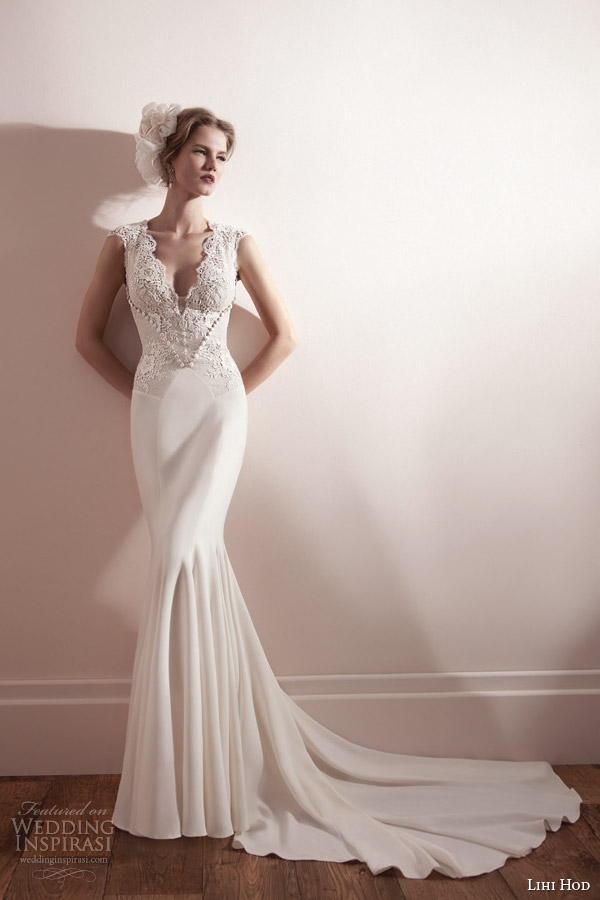 lihi hod bridal spring 2013 cap sleeve sheath wedding dress