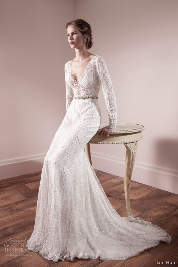 lihi hod bridal spring 2014 2013 long sleeve wedding dress v neck