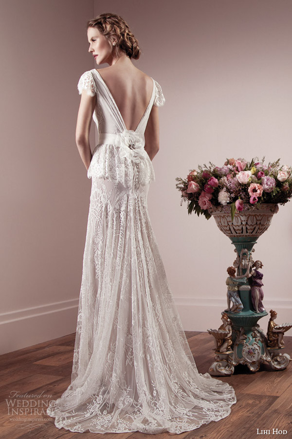 lihi hod spring 2014 bridal collection wedding dress flutter sleeves back