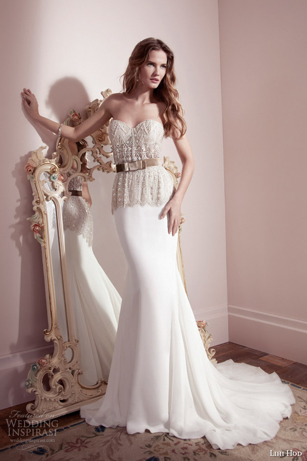 lihi hod wedding dresses spring 2013 strapless lace peplum gown