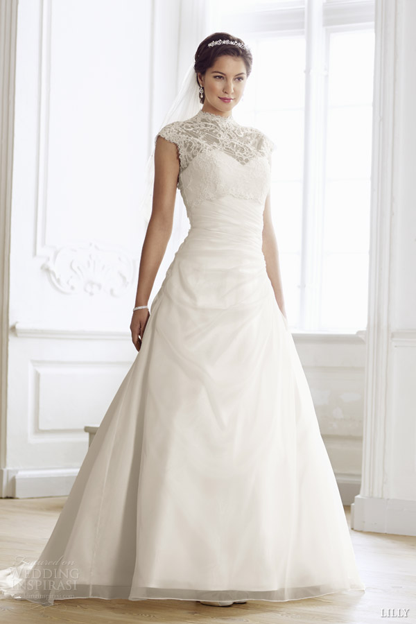 lilly wedding dresses 2014 gown with illusion cap sleeves 08 3257 cr