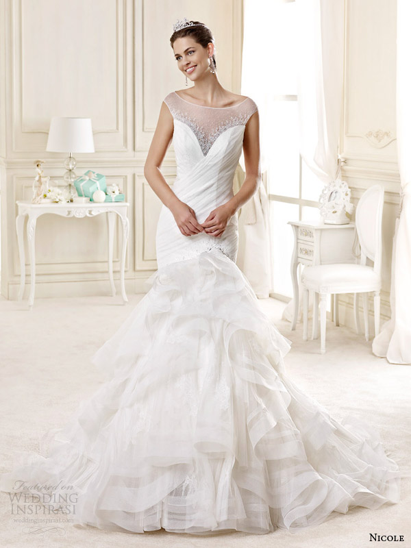 nicole spose bridal 2015 style 10 niab15101iv wedding dress illusion cap sleeves