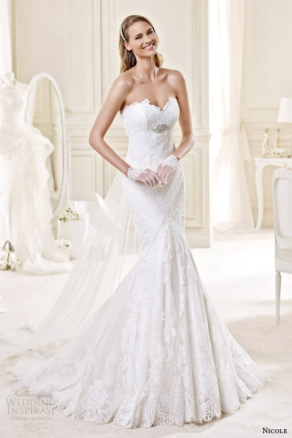 nicole spose bridal 2015 style 11 niab15087iv strapless lace wedding dress