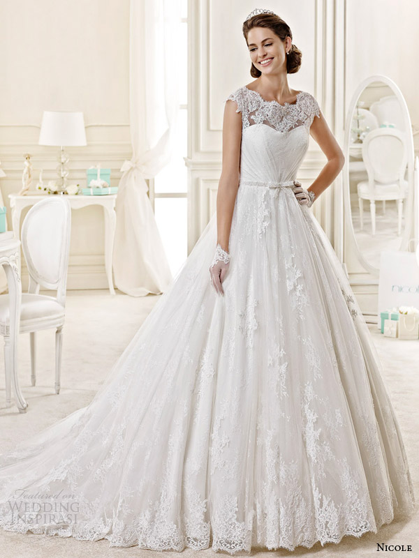 nicole spose bridal 2015 style 12 niab15076iv cap sleeve ball gown wedding dress