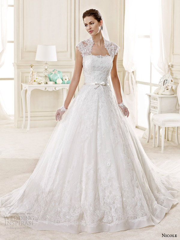 nicole spose bridal 2015 style 14 niab15028iv ball gown wedding dress lace cap sleeves