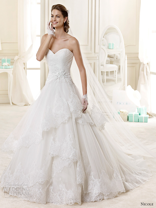 nicole spose bridal 2015 style 16 niab15093iv princess a line sweetheart neckline strapless wedding dress