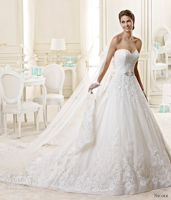 nicole spose bridal 2015 style 18 niab15029iv sweetheart strapless princess a line chapel train wedding dress