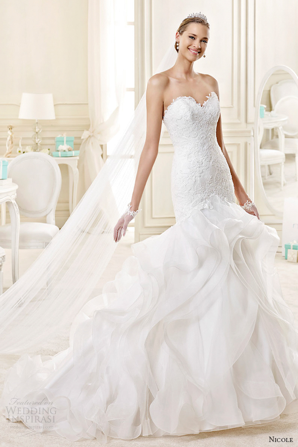 nicole spose bridal 2015 style 24 niab15110iv strapless sweetheart mermaid wedding dress