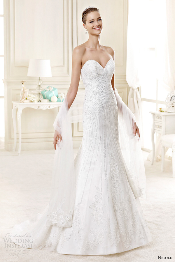 nicole spose bridal 2015 style 26 niab15103iv strapless sweetheart trumpet wedding dress