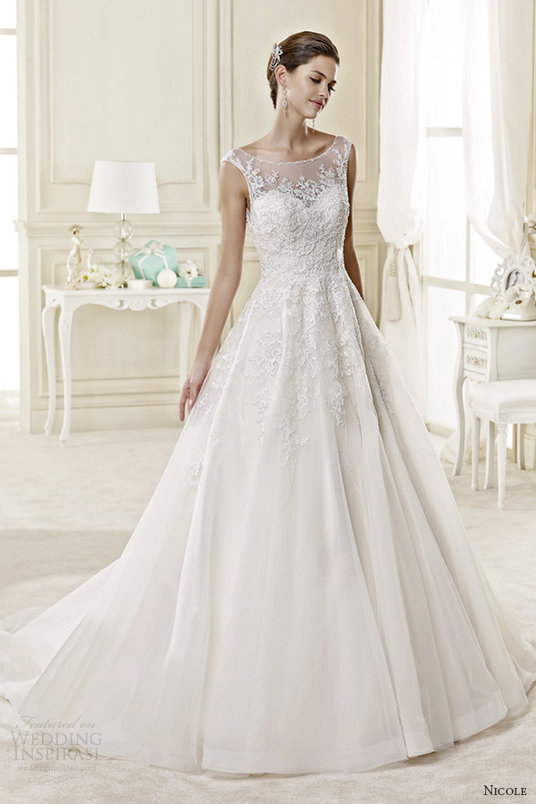 nicole spose bridal 2015 style 29 niab15003di sheer a line wedding dress