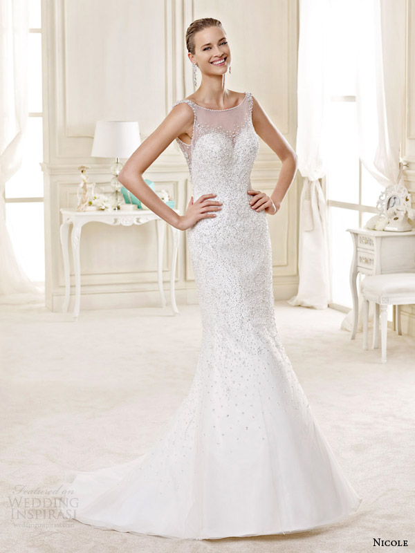 nicole spose bridal 2015 style 3 niab15121iv wedding dress with illusion neckline