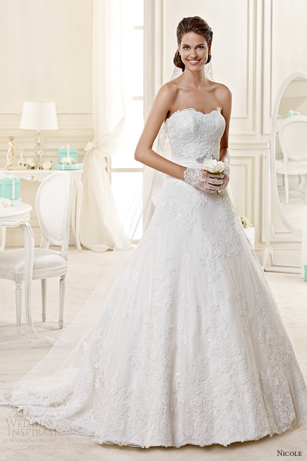 nicole spose bridal 2015 style 38 niab15112iv strapless sweetheart a line wedding dress