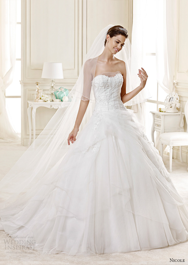 nicole spose bridal 2015 style 38 niab15112iv strapless sweetheart ballgown wedding dress