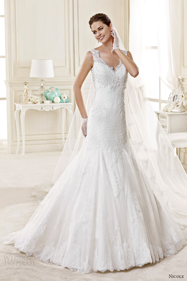 nicole spose bridal 2015 style 40 niab15065iv v neck trumpet wedding dress