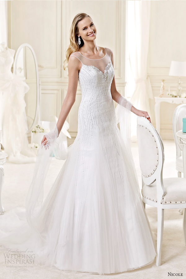 nicole spose bridal 2015 style 45 niab15024iv sheer a line wedding dress