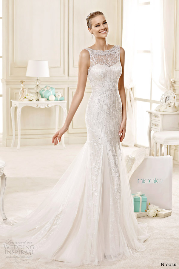 nicole spose bridal 2015 style 5 niab15007di wedding dress with illusion neckline