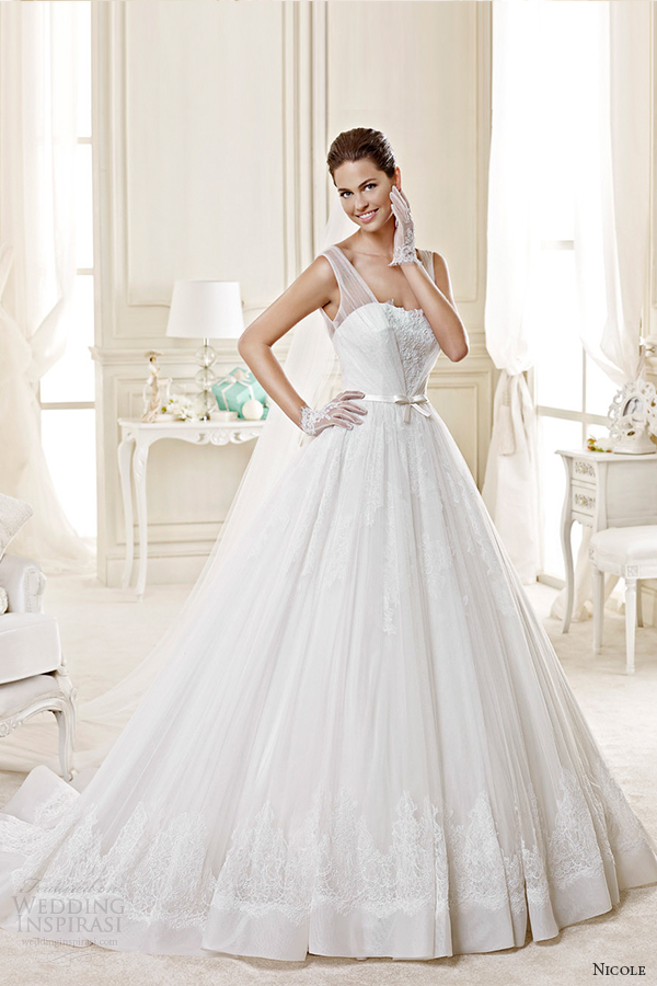 nicole spose bridal 2015 style 51 niab15032iv strapless sweetheart a line watteau train wedding dress