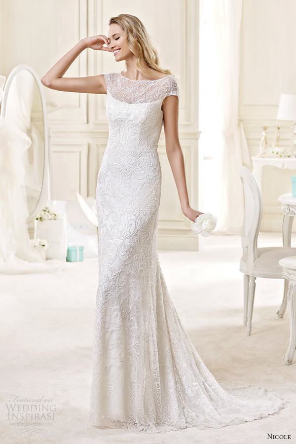 nicole spose bridal 2015 style 52 niab15050iv illusion sheath wedding dress