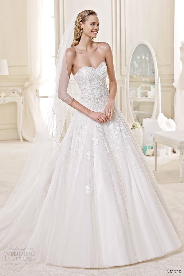 nicole spose bridal 2015 style 53 niab15119di stapless sweetheart a line wedding dress