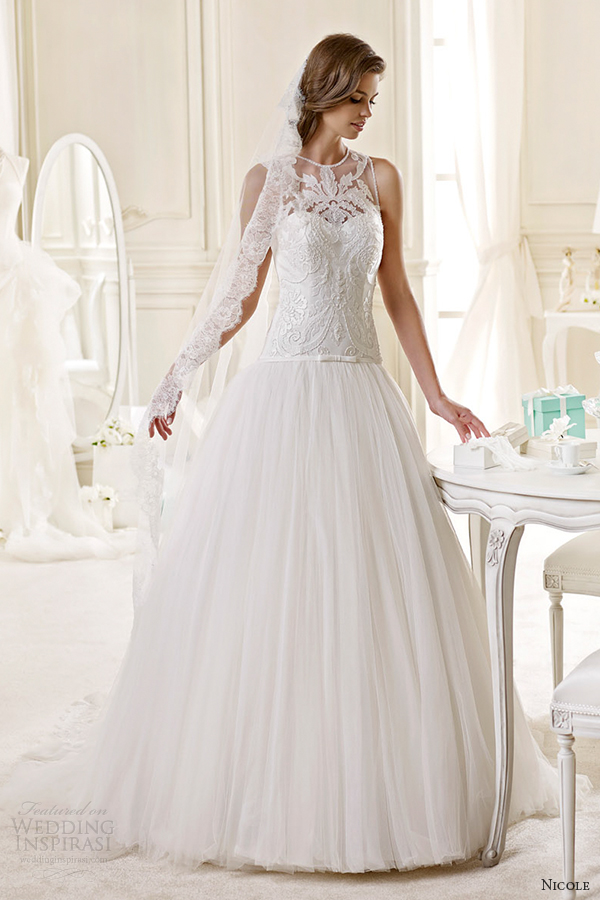 nicole spose bridal 2015 style 55 niab15064iv illusion sweetheart a line wedding dress
