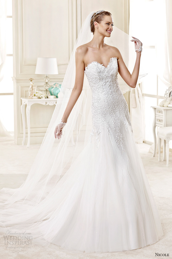 nicole spose bridal 2015 style 59 niab15111iv strapless sweetheart a line wedding dress