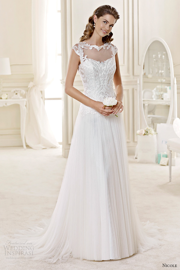 nicole spose bridal 2015 style 63 niab15060iv illusion a line wedding dress