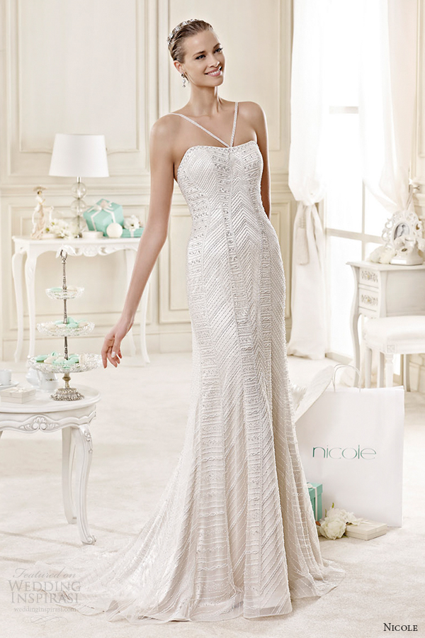 nicole spose bridal 2015 style 69 niab15011di sheath wedding dress with straps