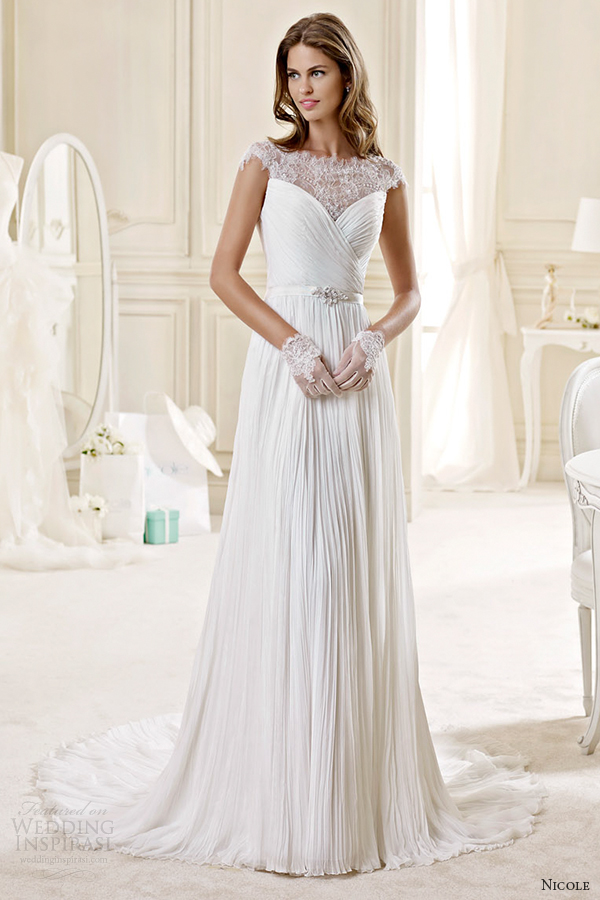 nicole spose bridal 2015 style 70 niab15083iv illusion draped a line wedding dress