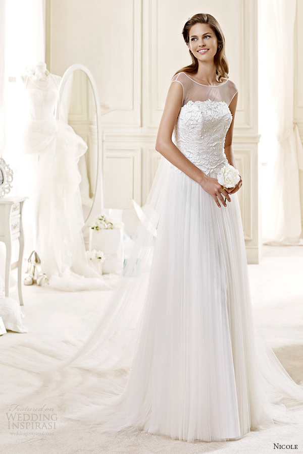 nicole spose bridal 2015 style 74 niab15035iv sheer a line wedding dress