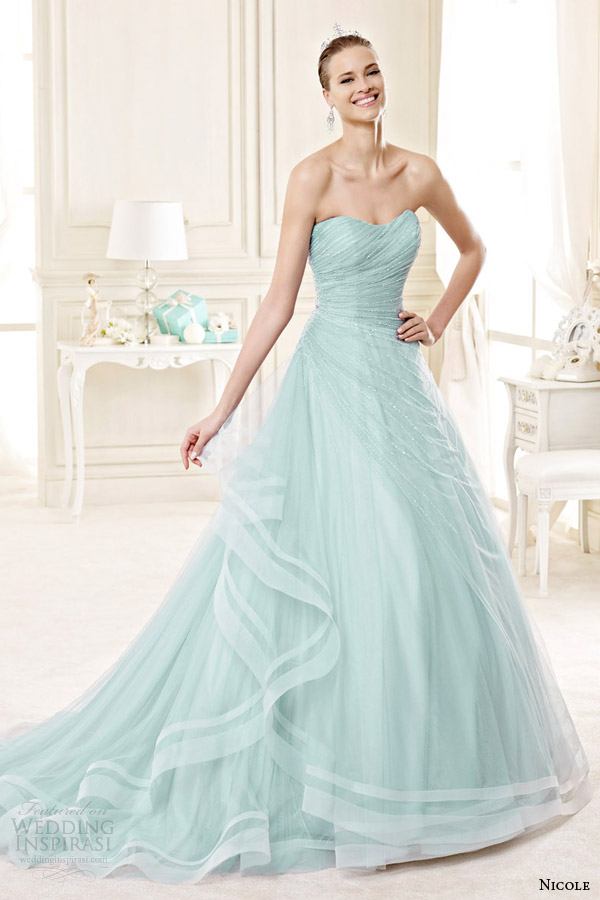 Nicole 2015 wedding dress mint green tiffany blue