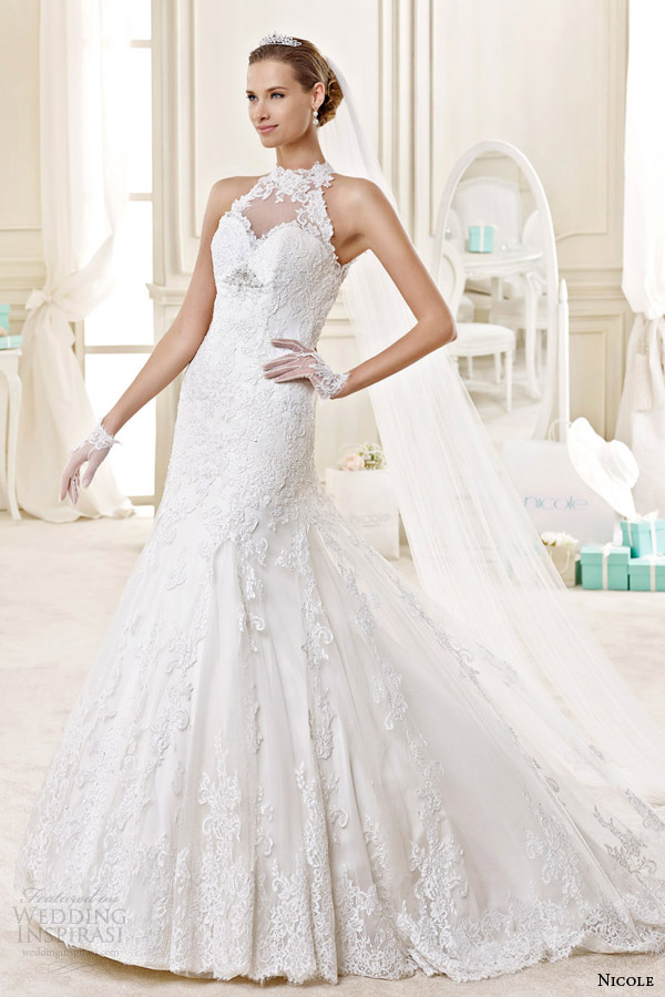 nicole spose bridal 2015 style 9 niab15088iv lace halter neck wedding dress