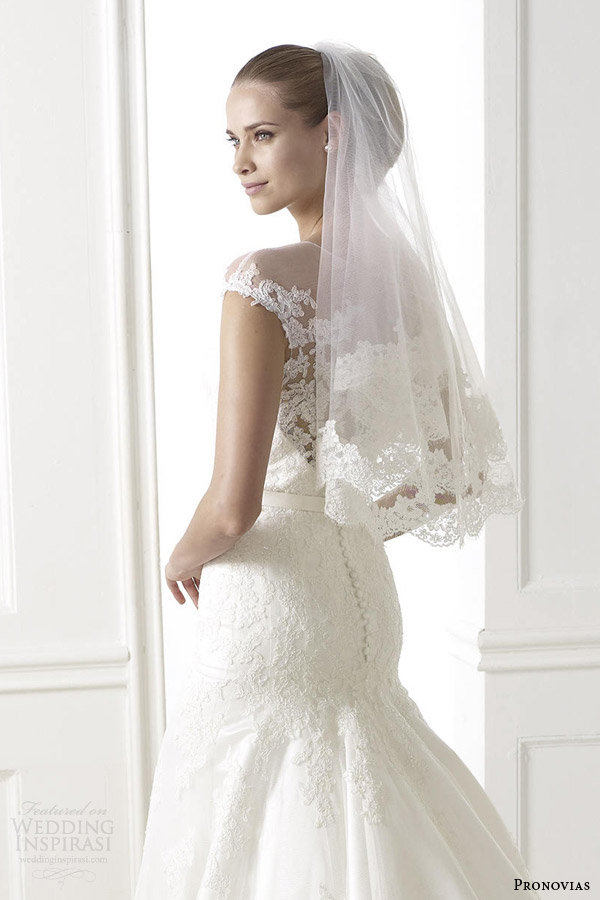 pronovias 2015 pre bridal collection botica illusion cap sleeve wedding dress back view