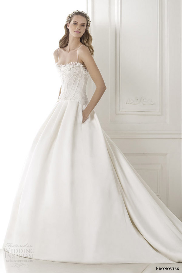 pronovias bridal pre 2015 baronesa wedding dress with straps pockets