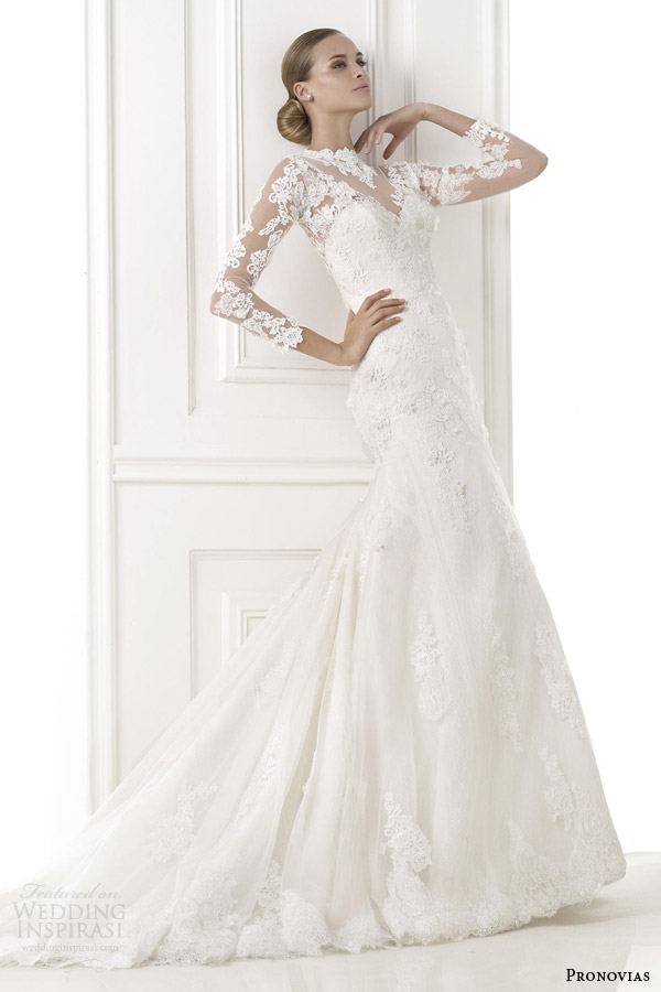 pronovias pre 2015 bridal bastion long sleeve wedding dress