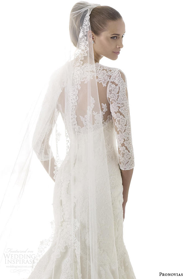 pronovias wedding dresses pre 2015 blake illusion long sleeve bridal gown back view