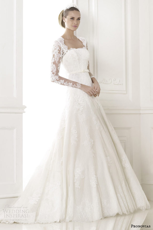 pronovias wedding dresses pre 2015 bridal basico long lace sleeve gown