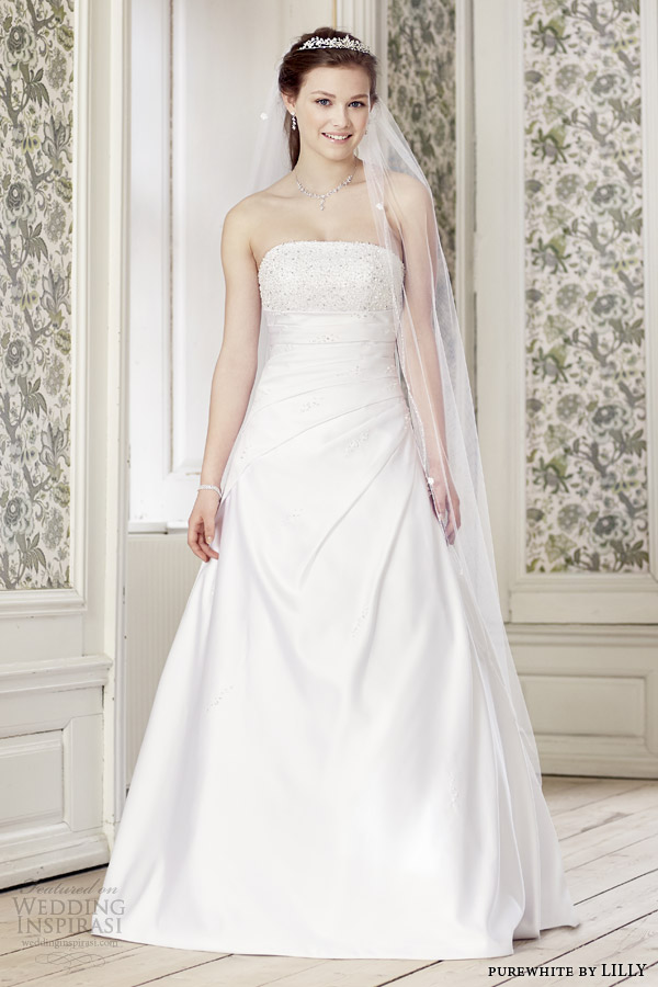 purewhite by lilly wedding dresses 2014 strapless gown style 08 3211 wh