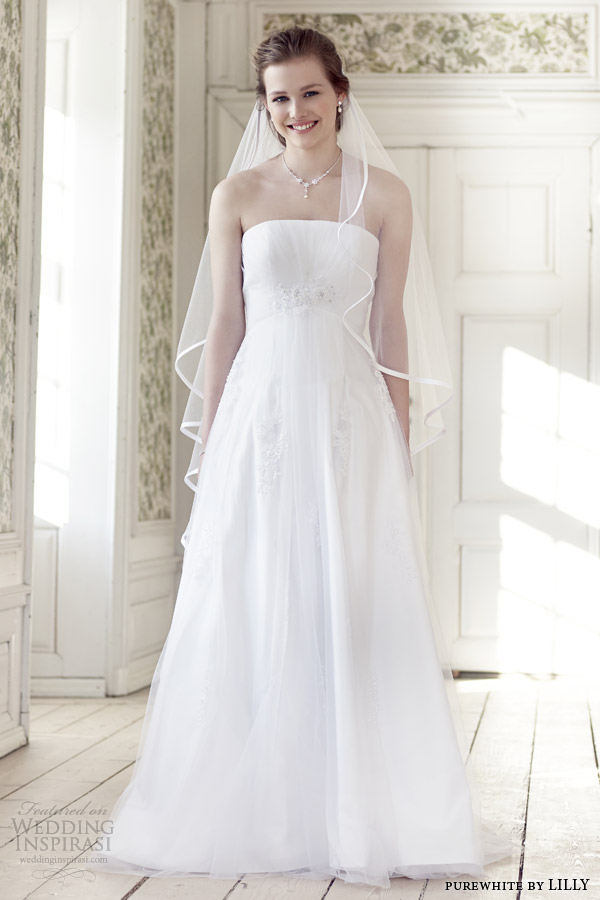 purewhite by lilly wedding dresses 2014 strapless wedding dress style 08 3219 wh