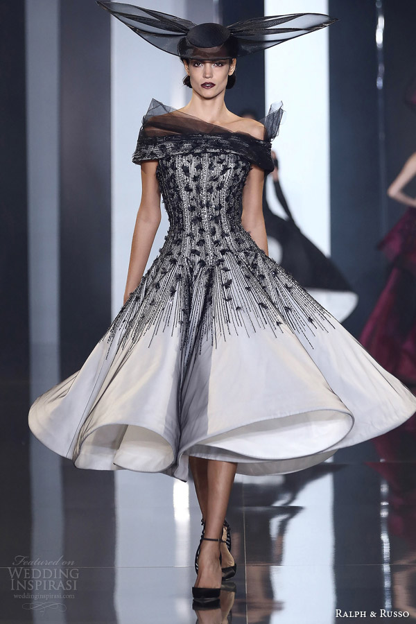 ralph and russo autumn winter 2014 2015 couture look 28 black and white dress ralph and russo autumn winter 2014 2015 couture look 28 black and white dress