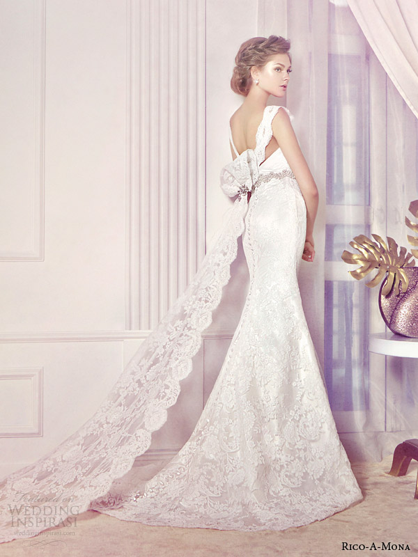 rico a mona bridal 2014 lace wedding dress back view train