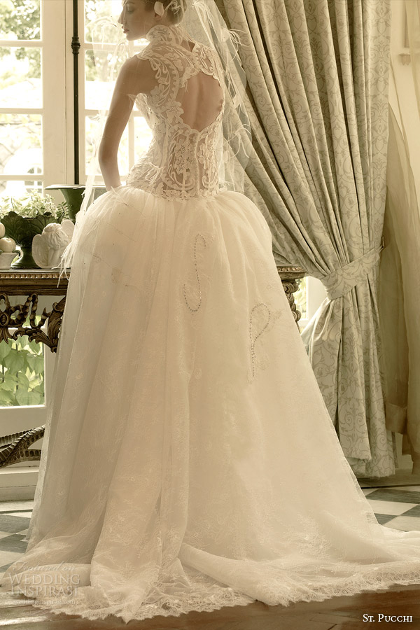 st pucchi 2014 2015 elle dropped waist ball gown wedding dress keyhole back