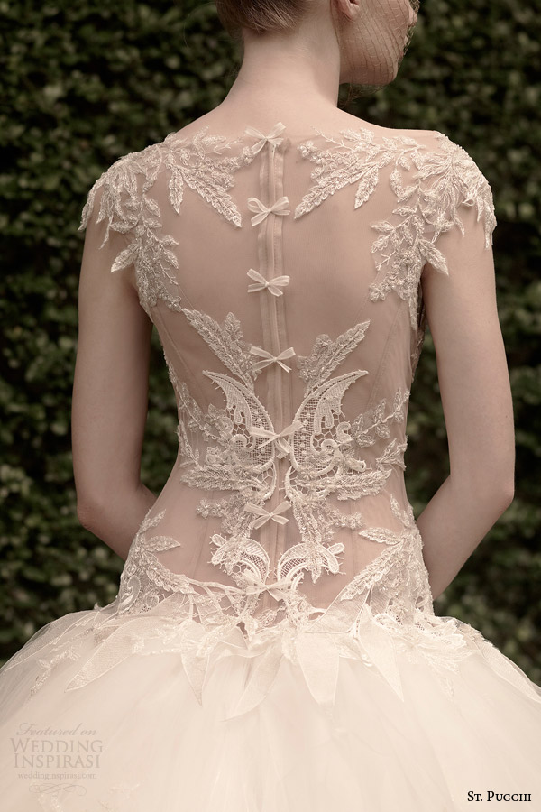 st pucchi bridal 2014 2015 lana cap sleeve ball gown wedding dress illusion back view