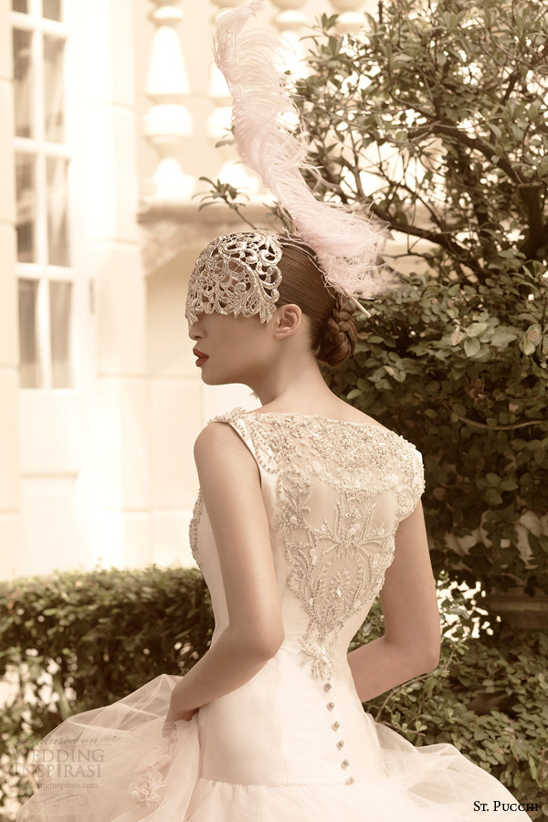 st pucchi wedding dresses 2014 2015 belle drop waist ball gown with straps back view