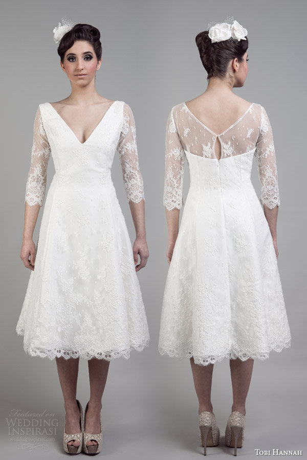 tobi hannah bridal 2015 short lace wedding dress sleeves paradise